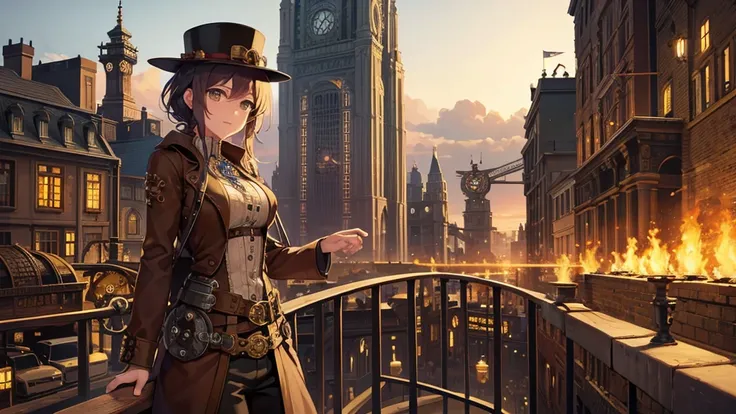 steampunk world with gears and zeppelin