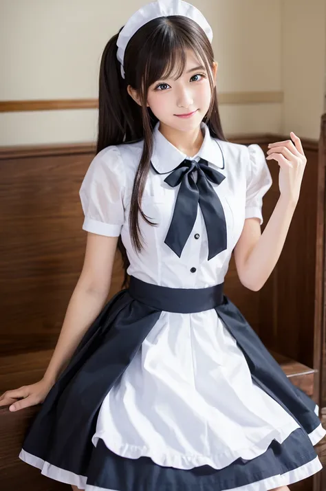 High school girl wearing maid uniform