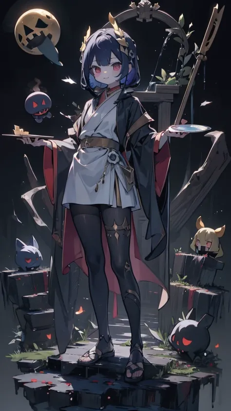 Big ass loli，白丝Tights，Pluto，Hades，Spooky style，Dark style，Dark Style，Netherworld Theme，Death Theme，白丝Tights小萝莉，白丝Tights，希腊风格robe，白丝Tights，Big Ass，Smile，Close-up above the waist，Close-up above the waist，robe，希腊robe，Robe hem，Robe hem，thigh，肉感thigh，Hades back...