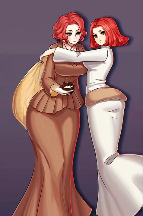 ((Лучшее качество)), ((шедевр)), (подробный), 2d red hair, milf, beaver futanari