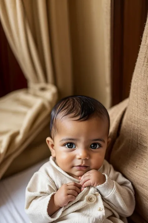 Take a photo of a Moroccan Algerian baby born in France 