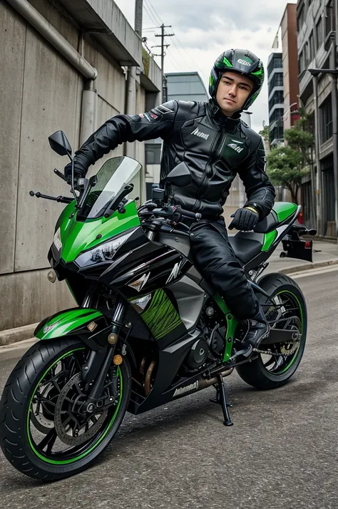 A 16 year boy with Kawasaki ninja bike 