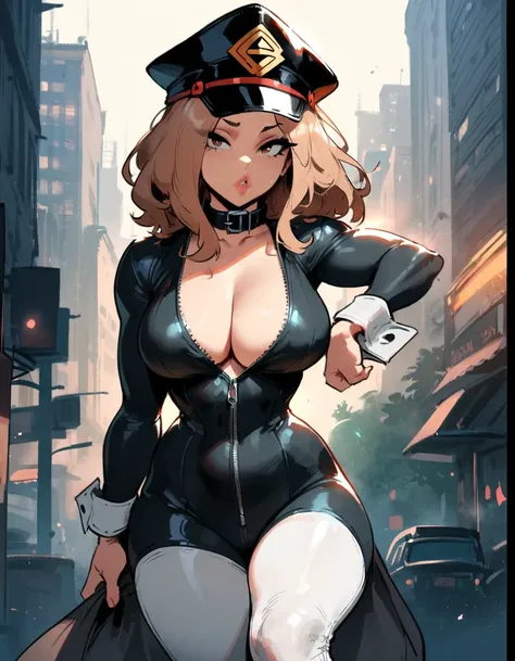 1girl, utsushimi kemii, boku no hero academia  masterpiece, best quality, very aesthetic, absurdres, newest  slim body,///// ,by nyantcha,cutesexyrobutts , by khyle,,////// beautiful face, sexy, simple black catsuit with blending patterned lines and a zipp...