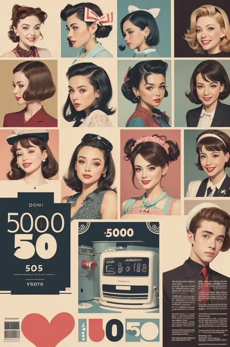 Illustration that contains the 50s to the 2000s