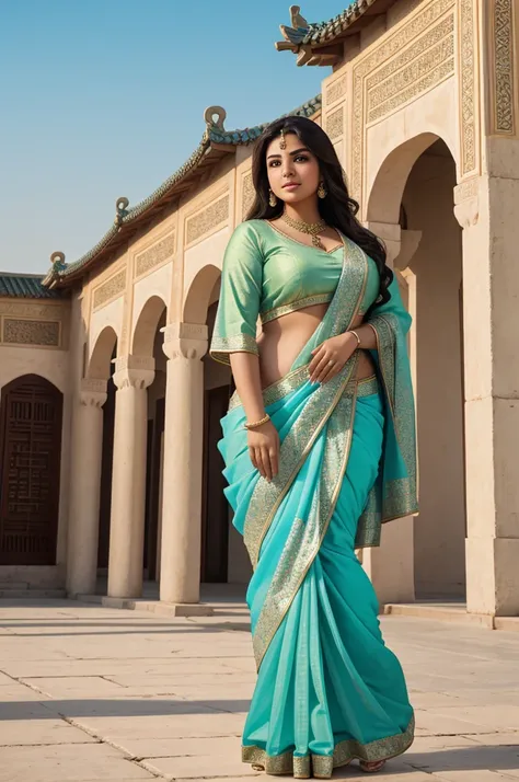 1 Heavenly beautiful and goddess beauty cute and sweet looking face Arabian female in front of Summer Palace, China, Heavenly beautiful Overweight, Heavenly beautiful Extremely fat, Heavenly beautiful and attractive Chubby figure , Heavenly beautiful looki...