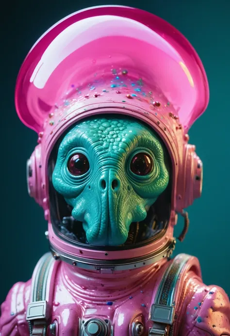 8K, ARTISTIC photogrAphy, best quAlity, mAsterpiece: 1.2), A (potrAit:1.2) Don Bluth Style  ASTRONAUT Cthulhu pink Toon Doll, full body RAW candid cinema, cyan hair, 16mm, color graded portra 400 film, remarkable color, ultra realistic, sad admosphere, dar...