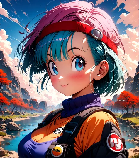 (1girl,bulma,dragon ball), sexy ,Intricate details,Wide range of colors,artwork,rendering,(masterpiece:1.3),(highest quality:1.4),(Super detailed:1.5),High resolution,Very detailed,unity 8k wallpaper,