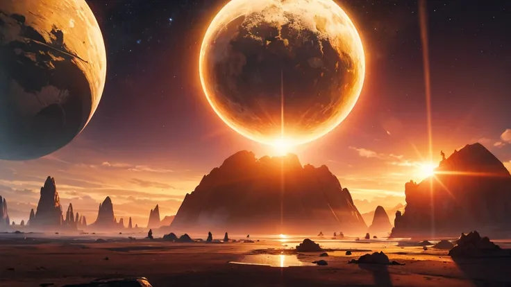 alien planet, sunrise time