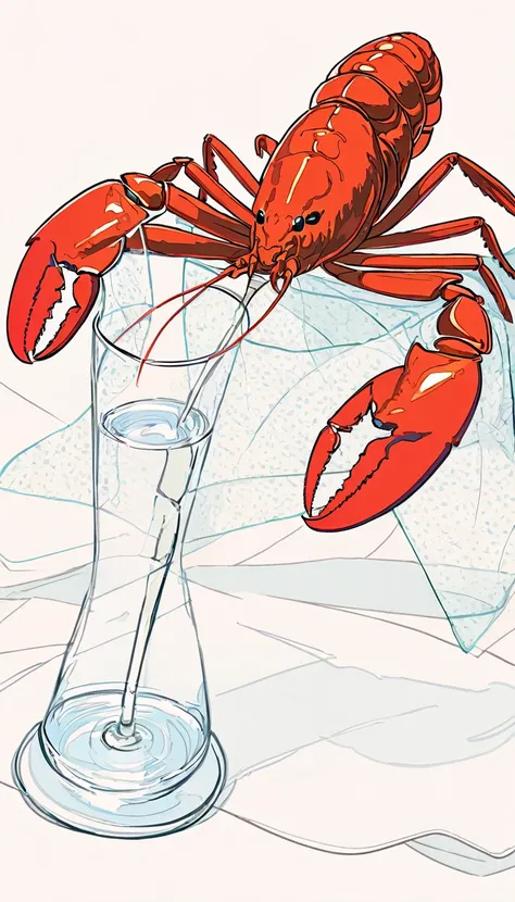 lobster drawing, lobster hold matrini glasess