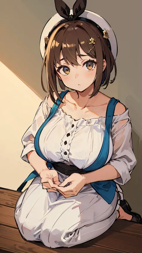 (highest quality, 8k, masterpiece :1.3),lizaリン・シュタウト(lizaのアトリエ),liza,plump, one woman,large breasts,short hair,brown hair,hair b...