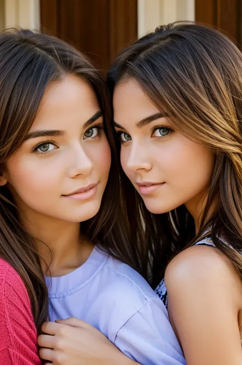 Attractive woman photo with her teenage sister 