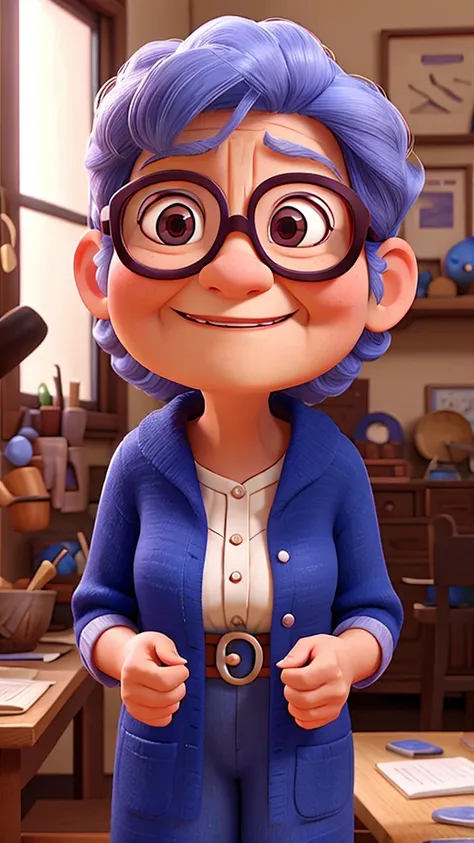 Grandma with glasses、Pixar Style