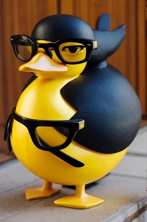 Make me a yellow duck with black glasses 