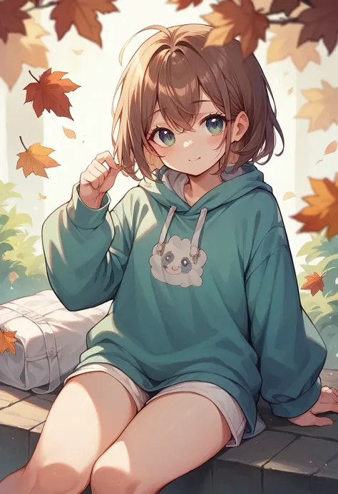 Cute girl in soft autumn clothing