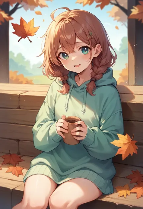 Cute girl in soft autumn clothing