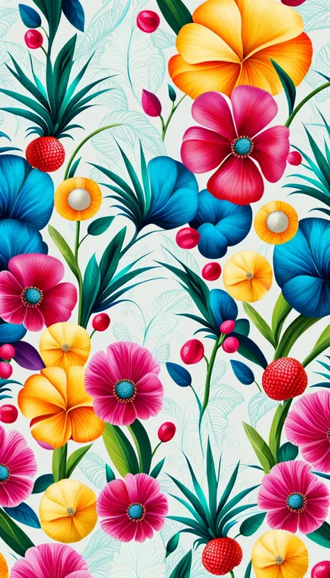 seas of ((colourful summer vibes flower and fruit)) million small ((blue butterfly)) in the ((pink magenta color background:2.5)...