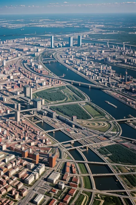 Soviet city seen from the air 