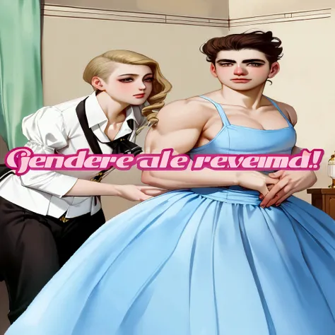 1girl, 1 boy , (((genderswap, genderless, madonna genderbend elegant, reverse, gentle femdom))), romance novel cover, half male and half female, promo art, !female, male!!!!!!!, inspired by Guido Reni, guido reni style, androgynous person, (((extremely gen...