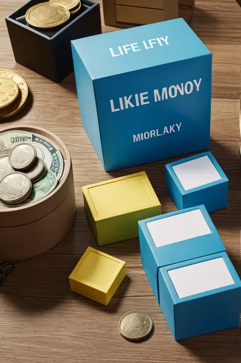 kpop lights tick stock photo with box behind and group name "life or money" on box liker form dolar 