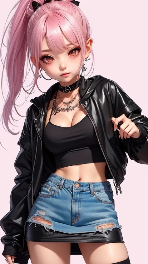 The character costume is KPOP, Hallyu, K-pop anime art style, Hallyu frontline style, Hallyu art style, kpop style, official artwork, Chibi art, Pisif, Blackpink style, cute.     KPOP artwork in various poses, The popularity of Pisif art station, 16 year o...