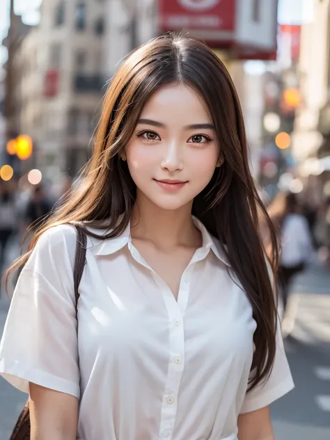 masterpiece, Highest quality, 8K, disorganized person, (Upper Body:1.4), White shirt, Beautiful girl, Beautiful face, Looking at the audience, smile, Ultra-realistic, High resolution, picture, The focus was clear, High resolution, Face Light, Dynamic Light...