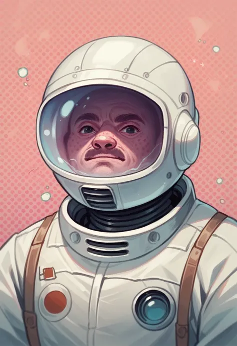 the astronaut walks in the sea of flowers dotted with pink clouds，The astronaut who is alone，The astronaut cannot leave this planet，The astronaut is lost in space without limits.