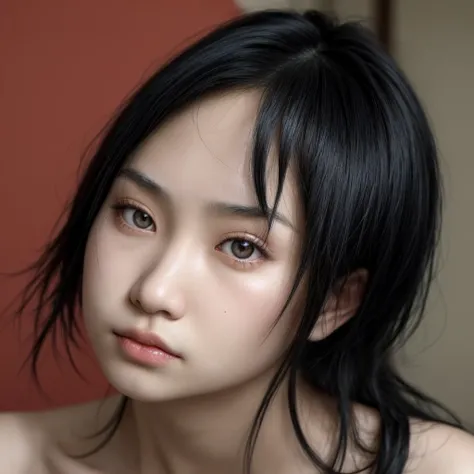 Asian, Japanese with black hair, slanted eyes, Youngh