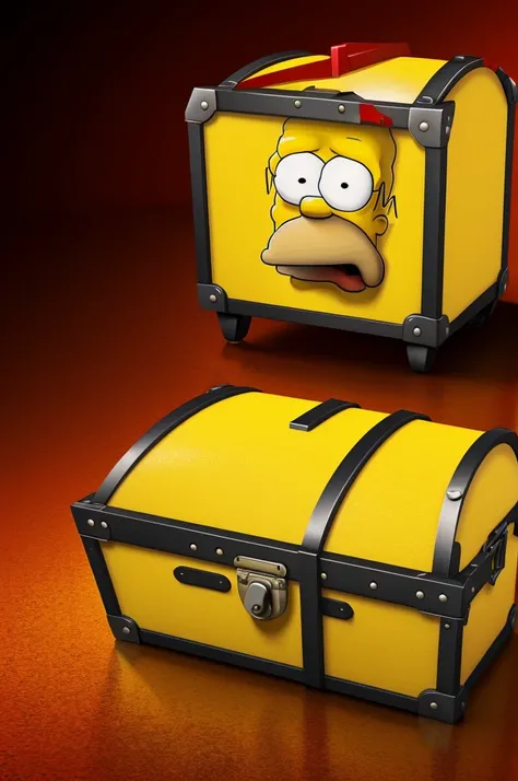 homer simpson saying revive the server, with a red and yellow background inside a treasure chest