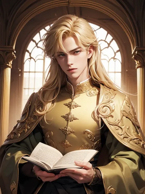 Help me make the cover of my book that is about a blonde prince who is somewhat serious while holding a letter 