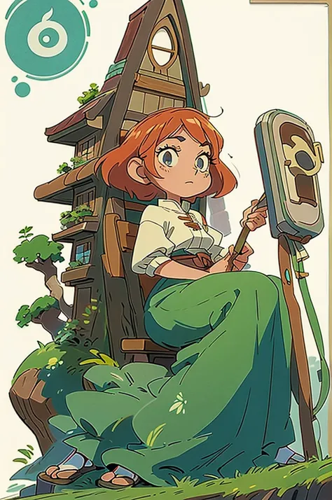 Empty village throne, wood, Ghibli studio, Retro anime style