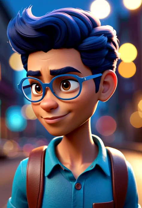 cartoon character de um velho de óculos pretos e camisa azul, an animated character, stylized character, animation style rendering, 3d stylized, Arnold Maya rendering, Stylized 3D rendering, toon render screenshot, 3d character, 3d character, Stylized 3D r...