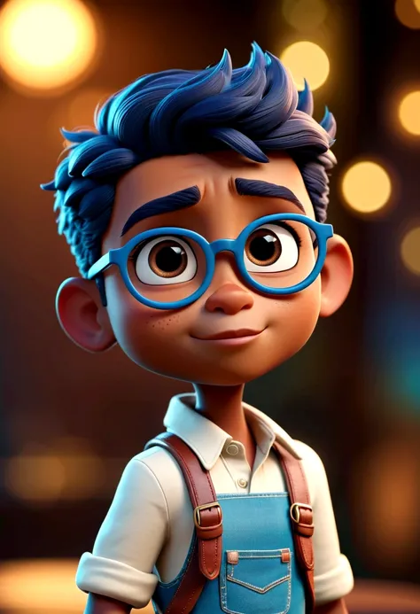 cartoon character de um velho de óculos pretos e camisa azul, an animated character, stylized character, animation style rendering, 3d stylized, Arnold Maya rendering, Stylized 3D rendering, toon render screenshot, 3d character, 3d character, Stylized 3D r...