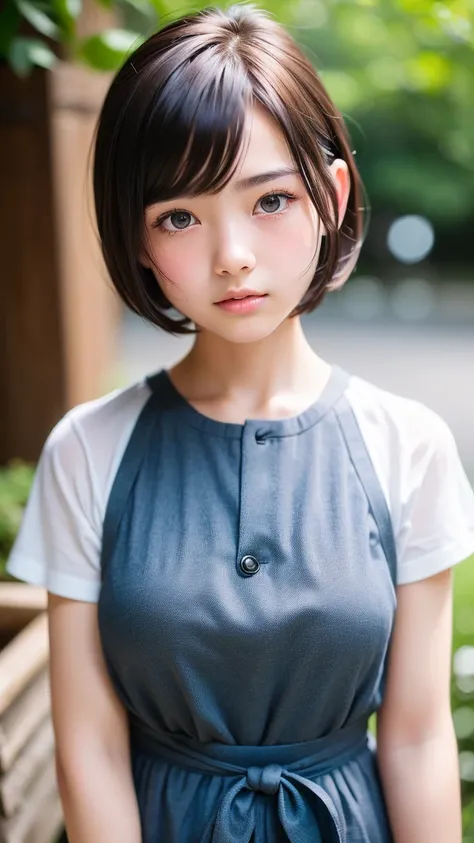 ((sfw: 1.4)), ((sfw, extra short hair, sidelocks-hair, 1 Girl)), Ultra High Resolution, (Realistic: 1.4), RAW Photo, Best Quality, (Photorealistic Stick), Focus, Soft Light, ((15 years old)), ((Japanese)), (( (young face))), (surface), (depth of field), ma...