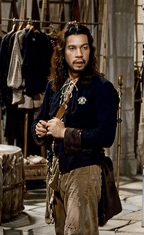 (Best Quality:1.2) a man with long hair and musketeer clothing at Versailles,