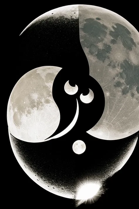 Yin and yang with sun and moon in black and white 
