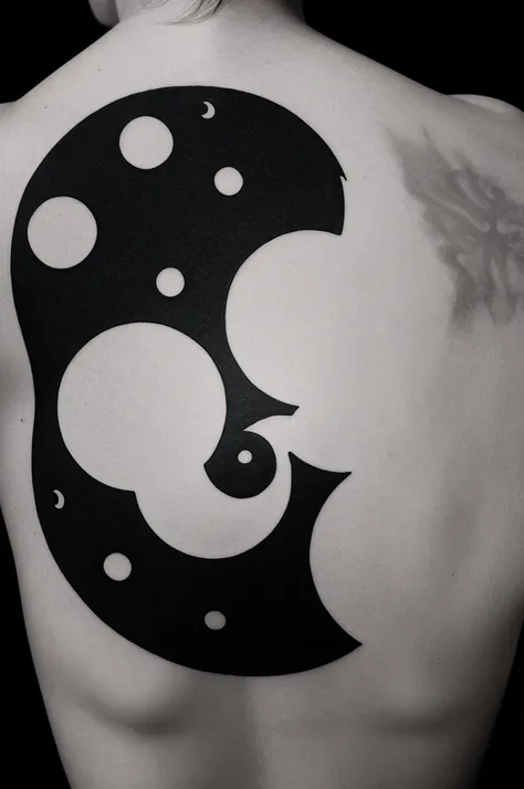 Yin and yang with sun and moon in black and white for a tattoo 
