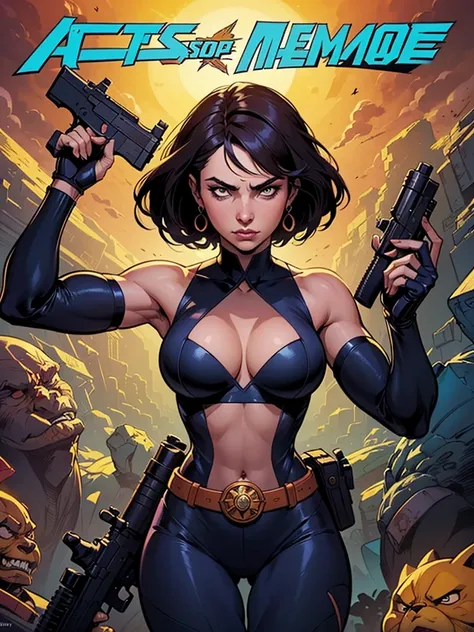 a close up of a cartoon of a woman with a gun, artegerm comic, zenoscope, Chris Moore. artegerm, by Eddie Mendoza, beautiful comic art, not artegerm style, ivan talavera and artegerm style, Artegerm and Warren Louw, artegerm e lois van baarle