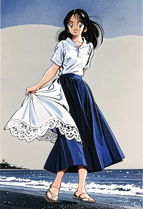 音無響子制服のLong skirt、The color is dark blue、
Low - Angle、制服のLong skirt、The color is dark blue、
Low - Angle、Long skirt、Hold down your skirt that is being blown up by the strong wind、Anime white panties in a strong wind、Crotch is visible
ローレグのパンツ、Color: White、
...