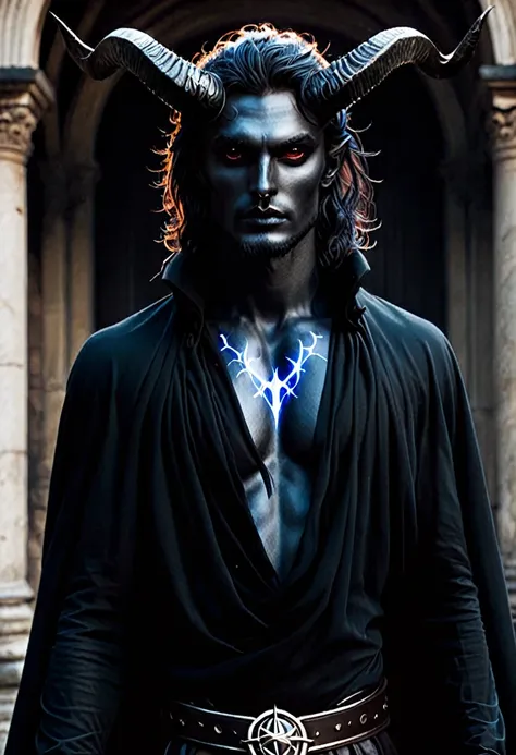 Clothing: Lorcan wears a flowing black cloak with the symbol of Tenebra – a pentagram surrounded by moon phases – embroidered in silver on the chest. Under the cloak, he wears practical, dark clothing suitable for both combat and stealth.

Accessories: He ...