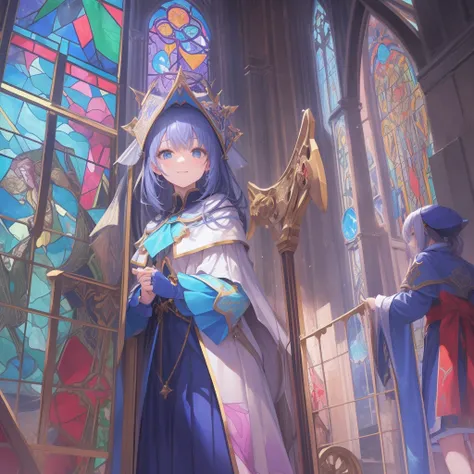 tarot
justice
axis、young woman、smile、Blue Hogow、Cathedral in the background((Stained glass))、Valentine&#39;s Chocolate、Surrounded by believers、Light tones、Gothic style、Decorative edging design。
,Add_Details:1, Add_Details:0, Add_Details:0.5