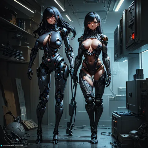 (((Pat Mills art style, design sketch, rough sketch, Computer Aided Design, CAD, blueprint))), ((mature woman, tall, slender, detailed cyborg body, complex cyborg body, intricate cyborg body, naked, medium breasts, firm breasts, round breasts, narrow hips,...