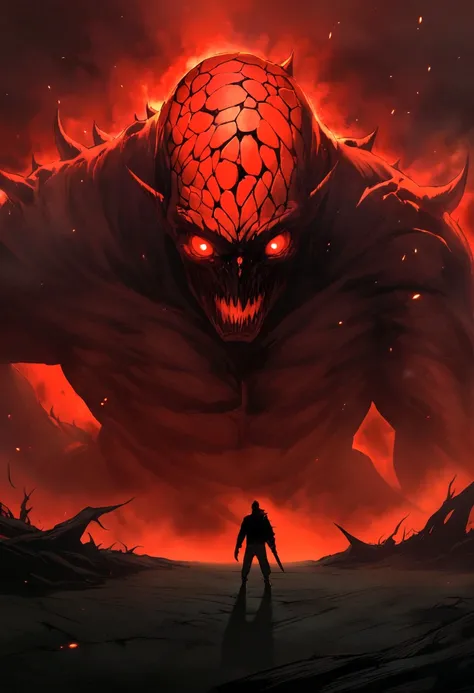 Darkness crature, dark,red, monster, anime, man, killer