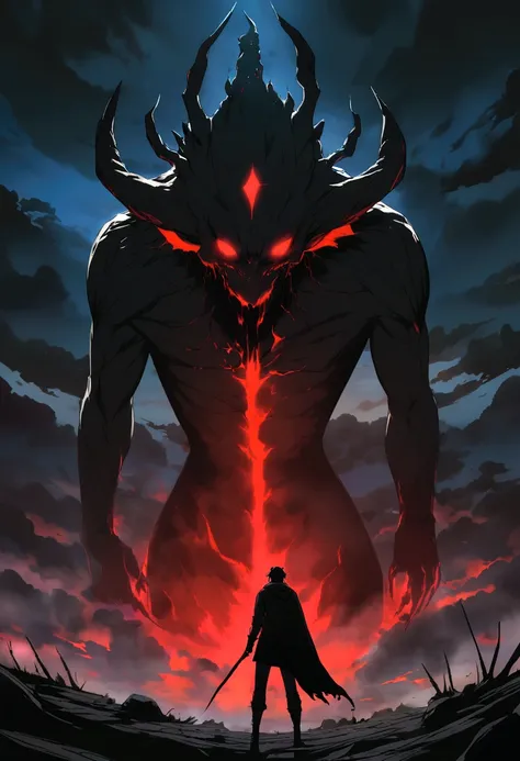 Darkness crature, dark,red, monster, anime, man, killer