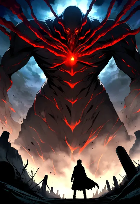 Darkness crature, black, red, monster, anime, man, killer, giant.