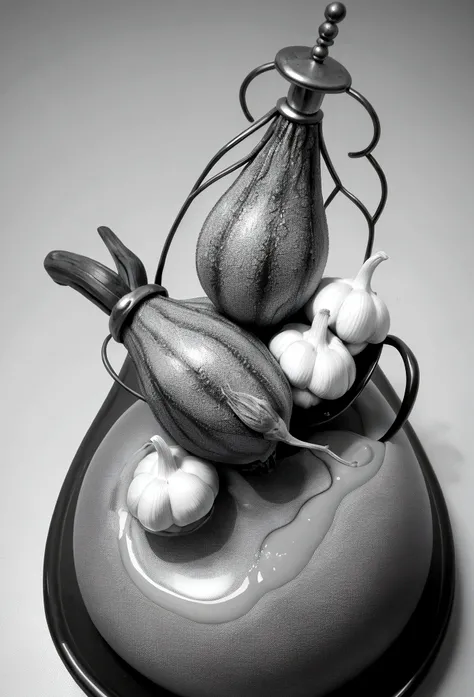 catching big magical garlic. The image should be colorful and high-contrast, The overall composition should be clear and legible even in small format, with a balanced layout. Ensure all elements blend harmoniously to create a cohesive and attractive image....