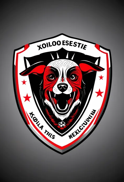 shield of the soccer team from which comes the illustration of just a dog of the xoloitzcuintle breed that has no hair at all, in red and black with the phrase xolos
Estilo catrina mexicana 