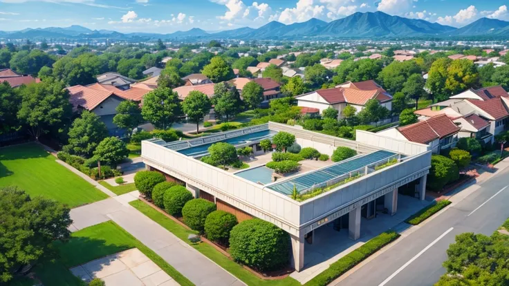 Asian shareholder village. View from above, mysteriously beautiful drawing, high definition