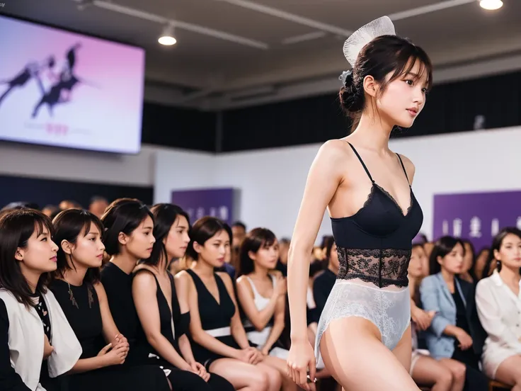 A live-action photo of an extremely beautiful Japanese high school girl race queen who highlights her beautiful legs、She was photographed walking down the runway at a fashion show wearing Gooseberry Lingerie&#39;s new underwear.、She is an eternal idol who ...