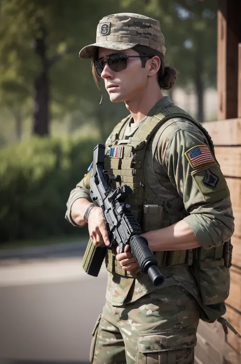 American soldier, with two pistola, hyper realistic 4k cinematic