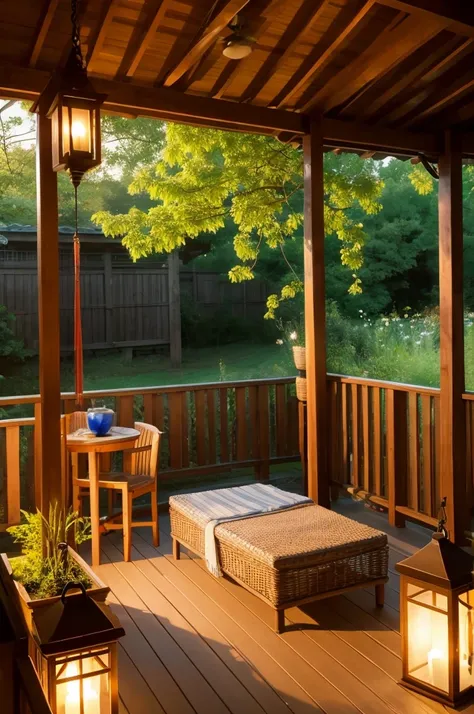 Summer veranda、evening、wind chimes、Breeze、Rural Scenery